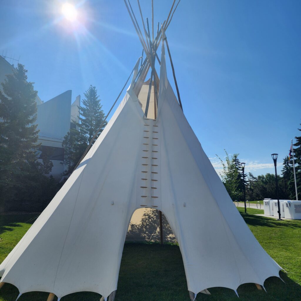 Beautiful Teepee at National Indigenous Peoples Day 2024. Telus World of Science.